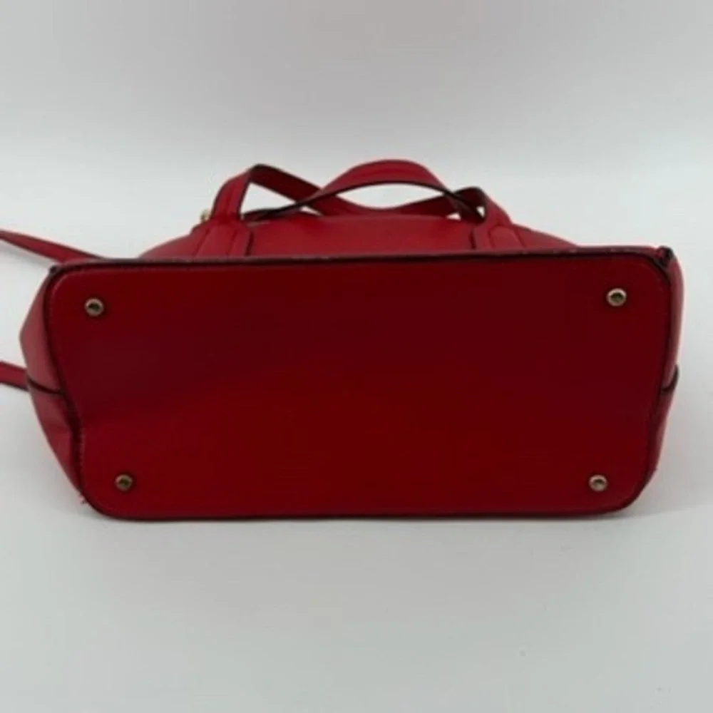 Betsey Johnson Red Satchel Bag with Charms‎ Top Handle Crossbody Gold Hardware